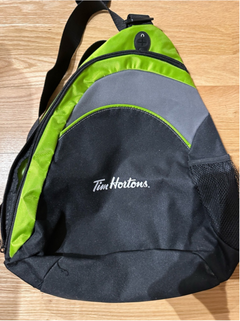 Tim Hortons Black and Lime Green Sling Backpack